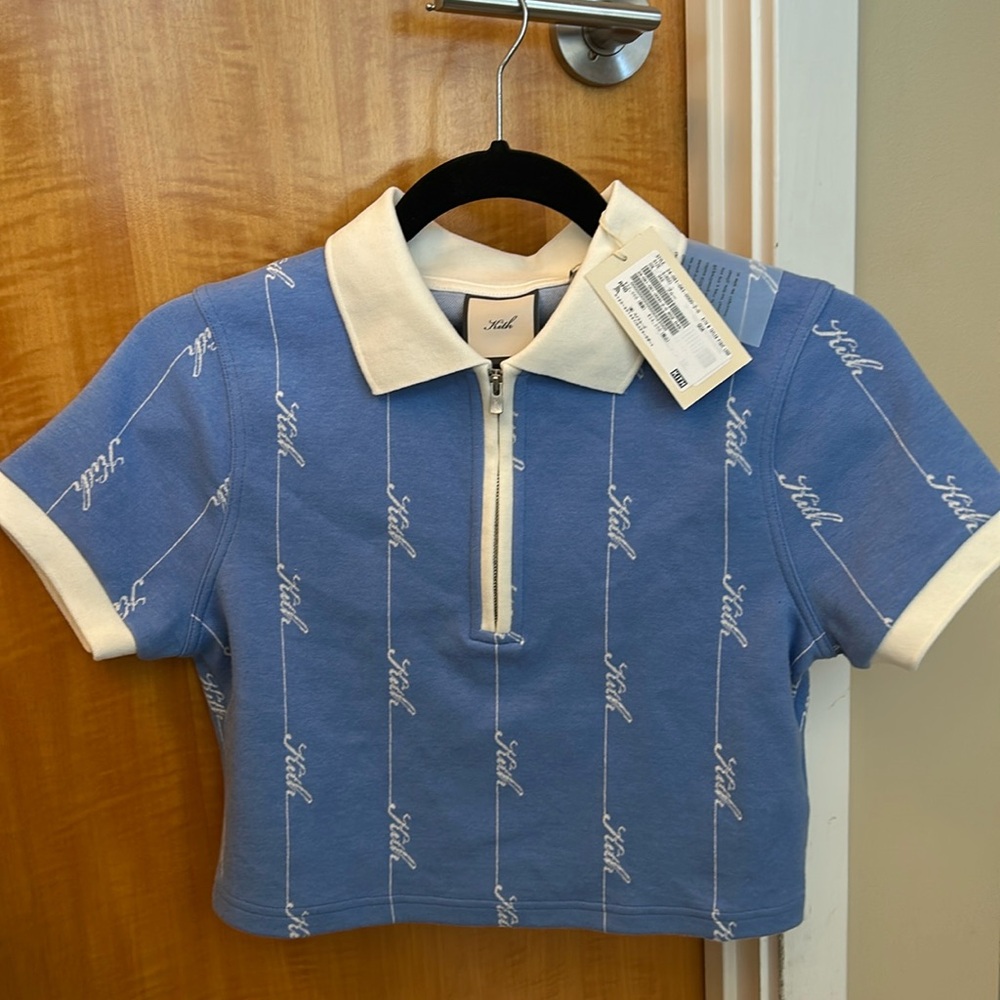 Kith crop top half zip size S in blue